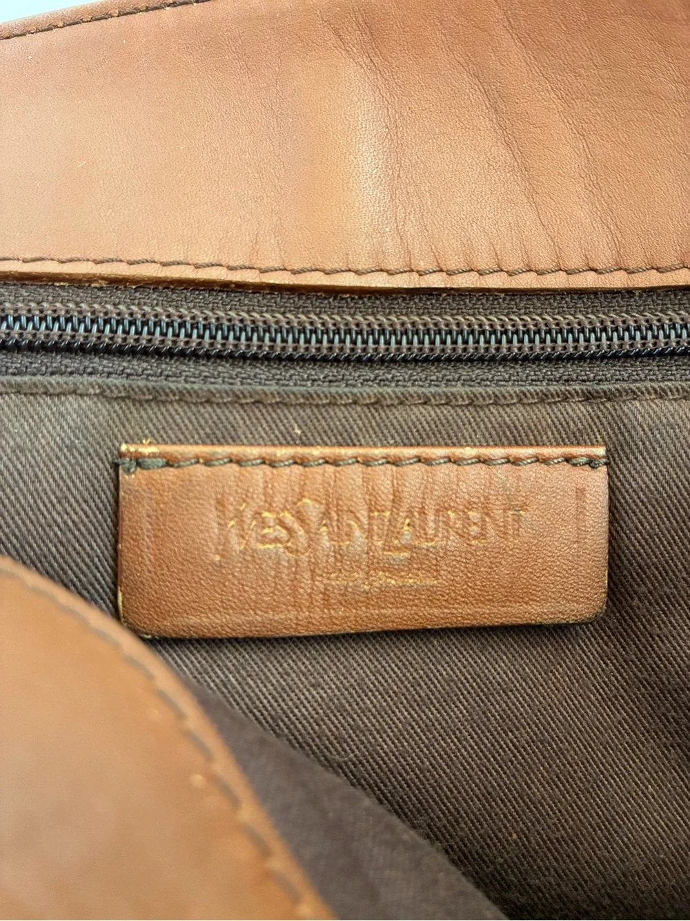 Yves Saint Laurent YSL Vintage Brown Leather Messenger Crossbody Bag